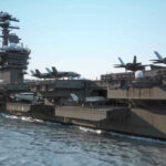 Aircraft carrier deck with jet planes