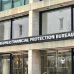 Consumer Financial Protection Bureau building entrance sign.