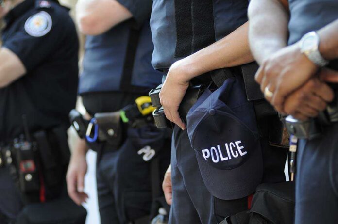 Toronto-june,25:,Toronto,Police,Officers,With,All,Weapons,And,Armours Group of police officers in uniform standing together with a police cap visible
