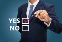 Outrage Erupts: Offenders Eye Public Power Man in suit selecting yes with pen