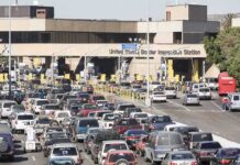 Border inspection station with heavy vehicle traffic