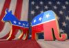 Dem Strategist Backs GOP—Chaos Erupts On Air Democratic donkey and Republican elephant symbols on American flag backdrop