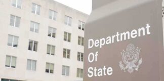 Department of State sign outside office building