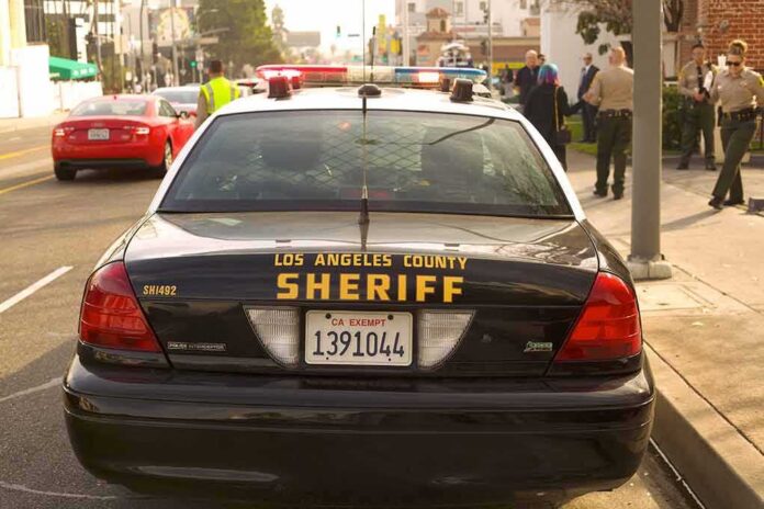 Sheriff patrol car parked on city street