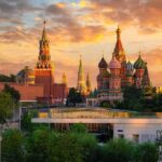 Oil Deal Sneaks Into Ukraine Talks St. Basil's Cathedral and Kremlin towers at sunset