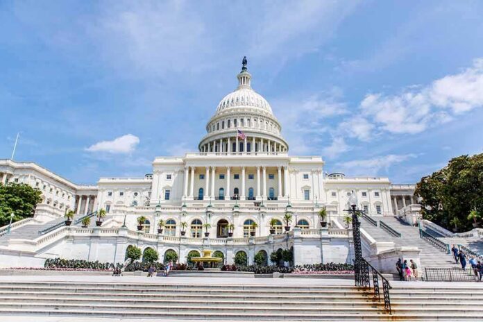 United States Capitol building with dome and steps